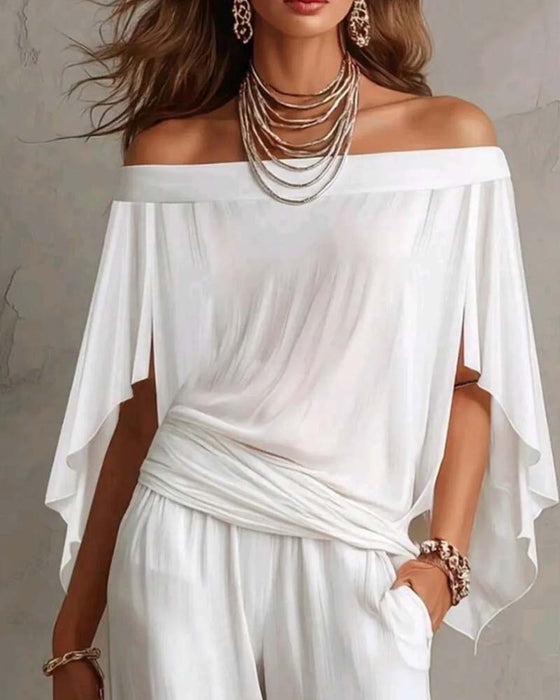 Blouse Off-Shoulder Onregelmatig Los