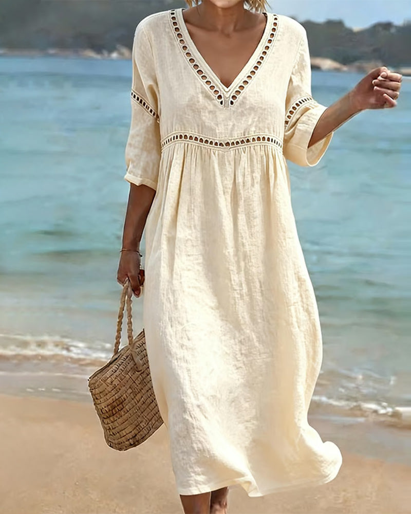 Jurk Effen Openwerk Casual