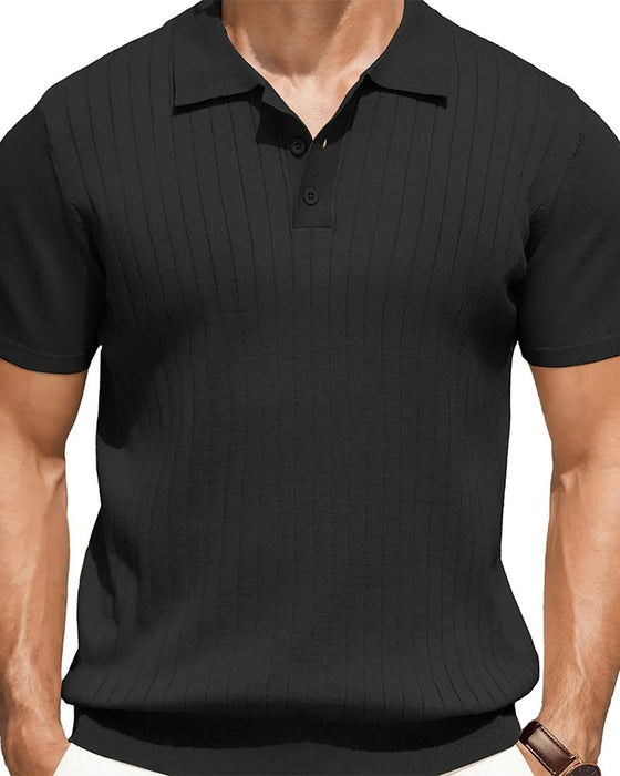 T-Shirt Geribbeld Gebreid Polo Kraag