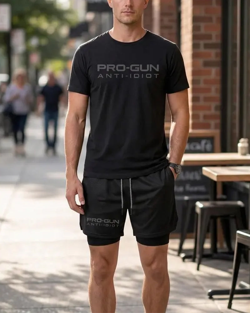 T-Shirt Heren Letteropdruk Ronde Hals Korte Mouw