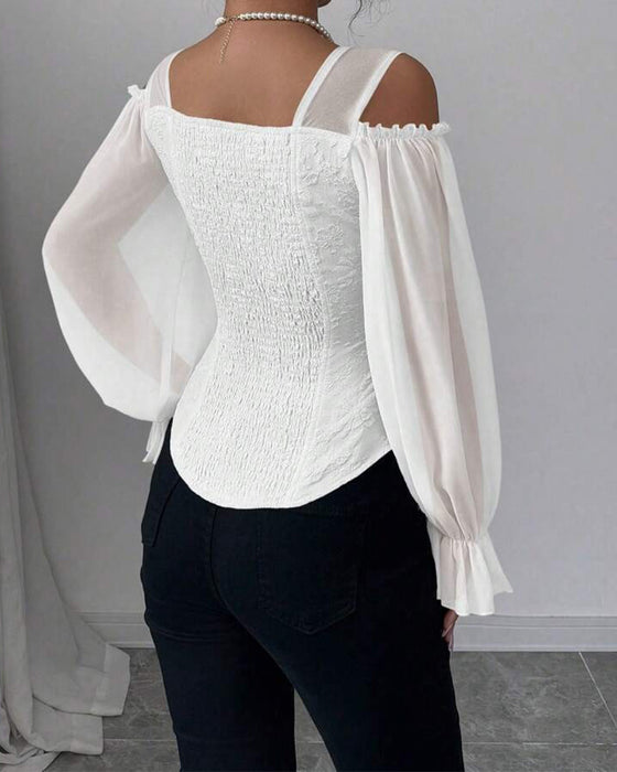 Blouse Off-Shoulder Lange Mouw Taille