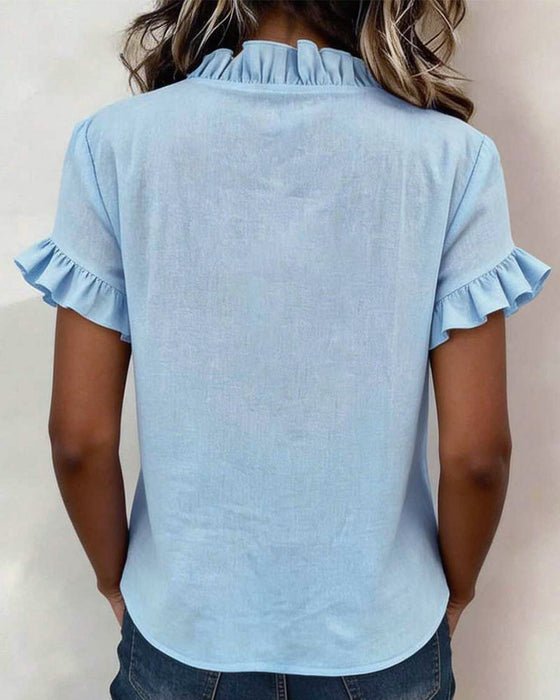 Blouse Verjongend Gerimpeld V-hals