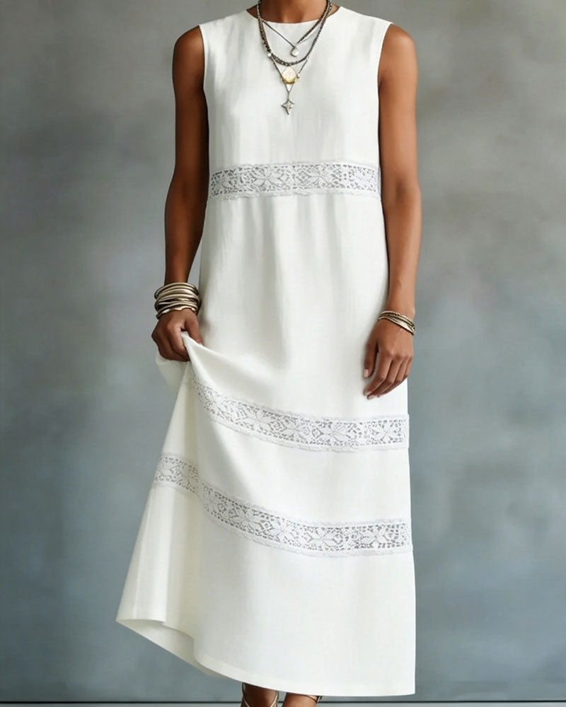 Jurk Mouwloos Kant Patchwork