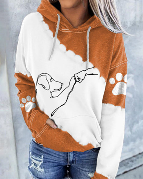 Hoodie met lange mouwen en hondenprint