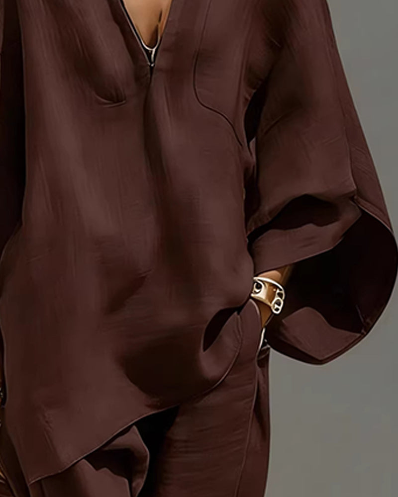 Set V-Hals Ontspannen Mouw Casual