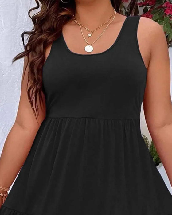 Jurk Dubbele Laag Gelaagd Ruffle Tank