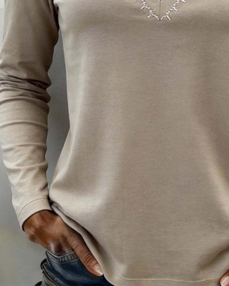 Top V-Hals Effen Kleur Stijlvol Casual