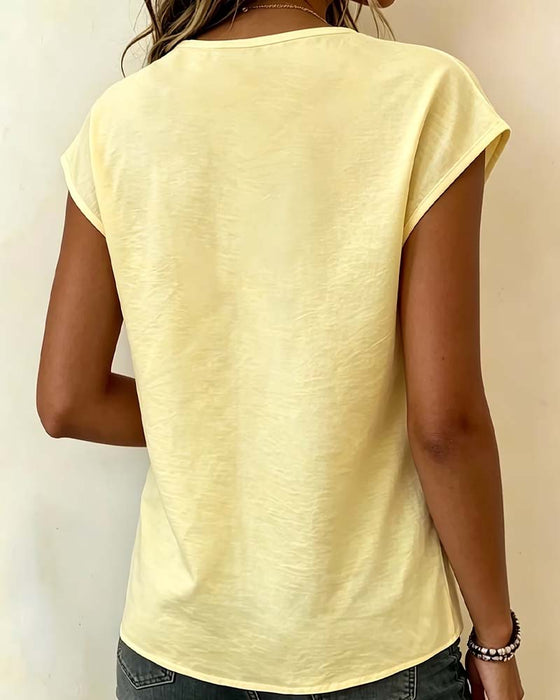 Blouse V-Hals Kant Patchwork Casual
