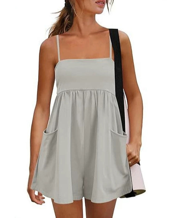 Jumpsuit Effen Kleur Bretels Breed Been