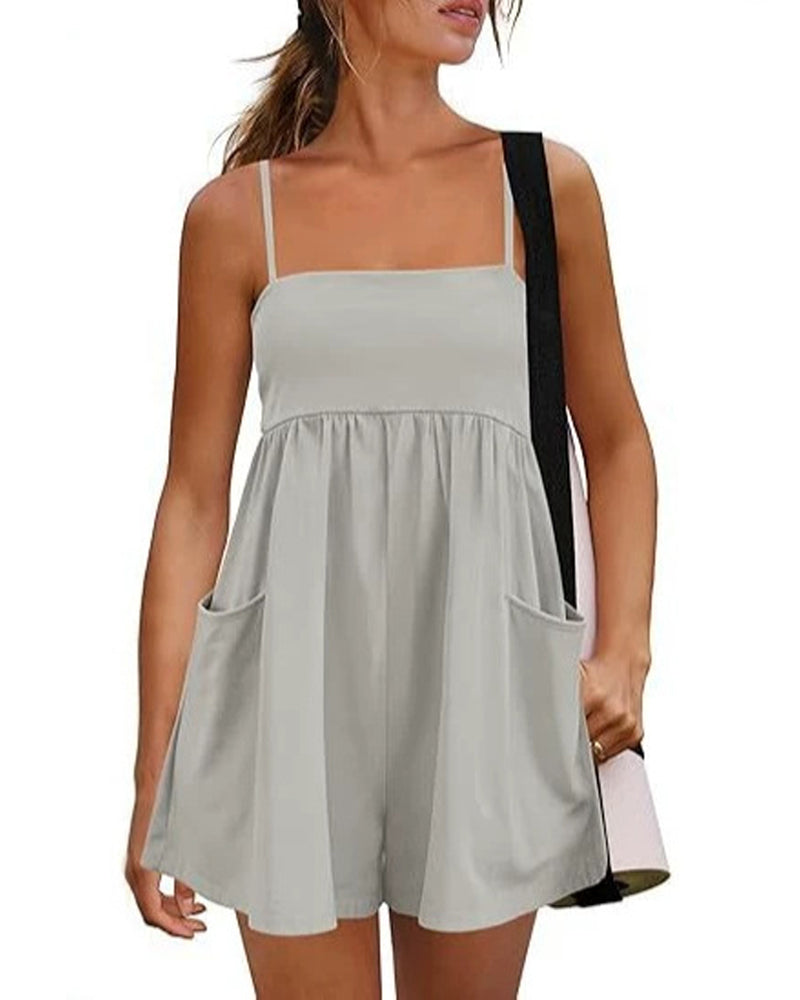 Jumpsuit Effen Kleur Bretels Breed Been