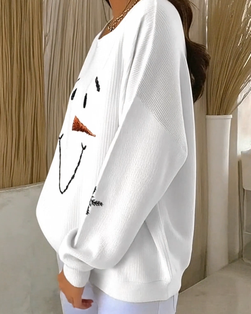 Hoodie Sneeuwpop Gedrukt Ronde Hals