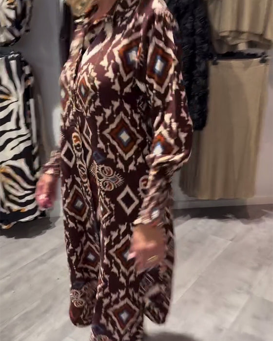 Jurk Met Overhemd In Diamantprint