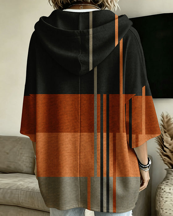 Sweatshirt Kleurblok Gestreept Raglanmouw Capuchon