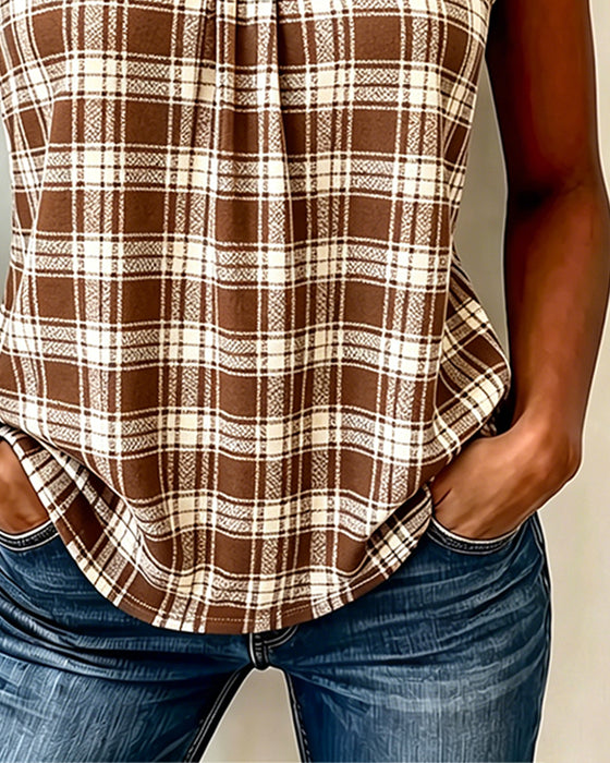 Tank Top Ruit V-Hals Mouwloos