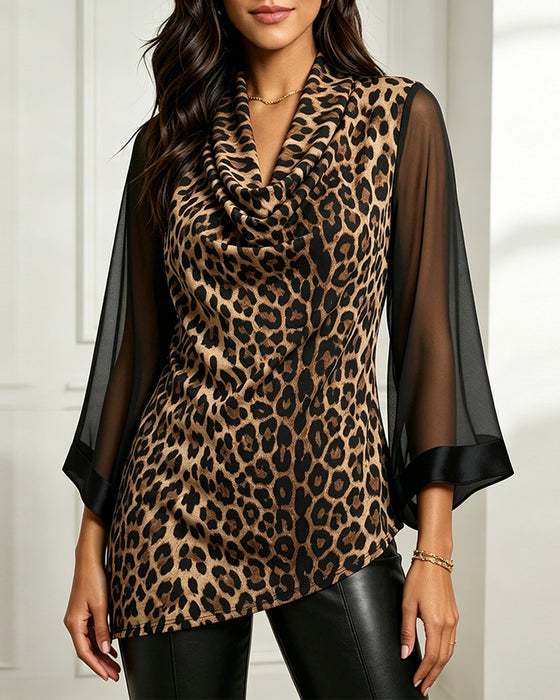 Top Mock-Hals Luipaard Asymmetrisch