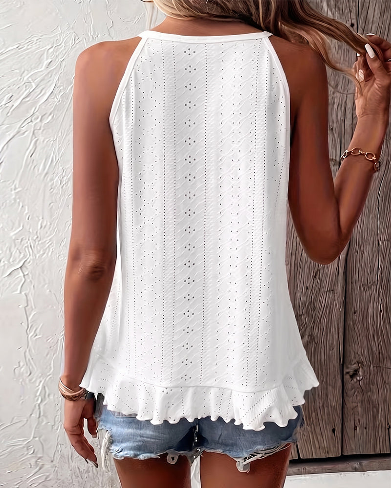 Top Asymmetrisch Ruche Ronde Hals