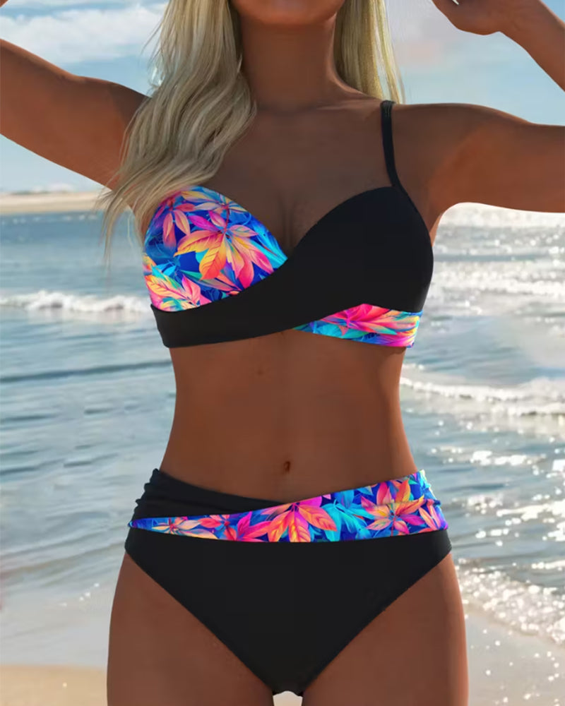 Bikini Botanisch Bladerprint Color-Block