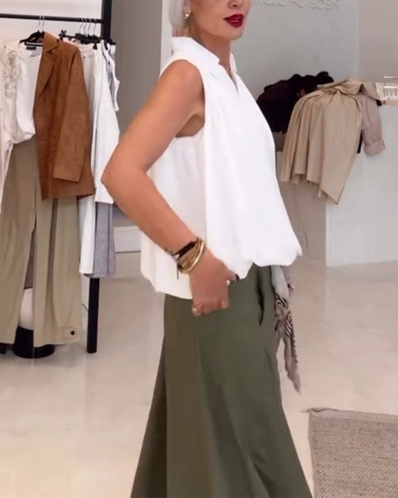 Blouse Mouwloos Kraag Los