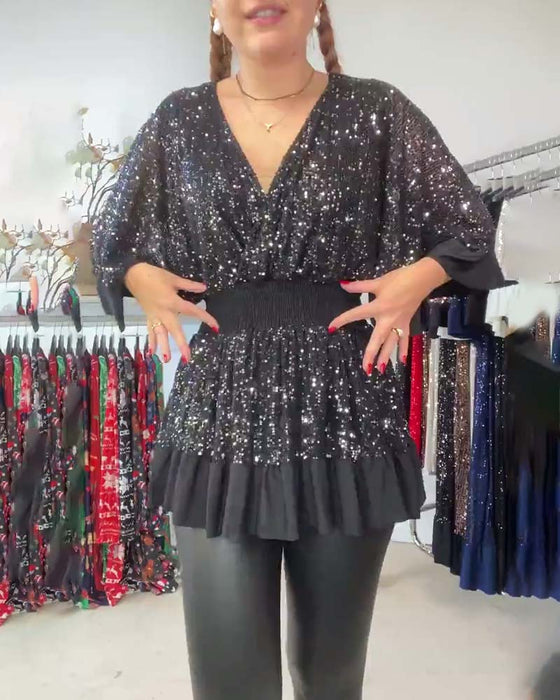 Modieuze slim-fit blouse met V-hals