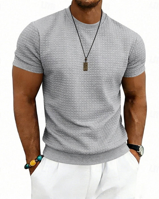 T-Shirt Geribbeld Rondhals Korte Mouw