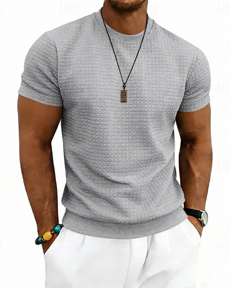 T-Shirt Geribbeld Rondhals Korte Mouw