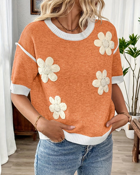 Knit Top Driedimensionaal Bloemig