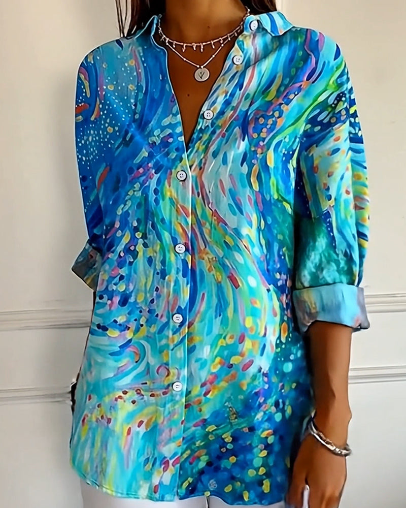 Shirt Verloop Knoop Dicht Gedrukt