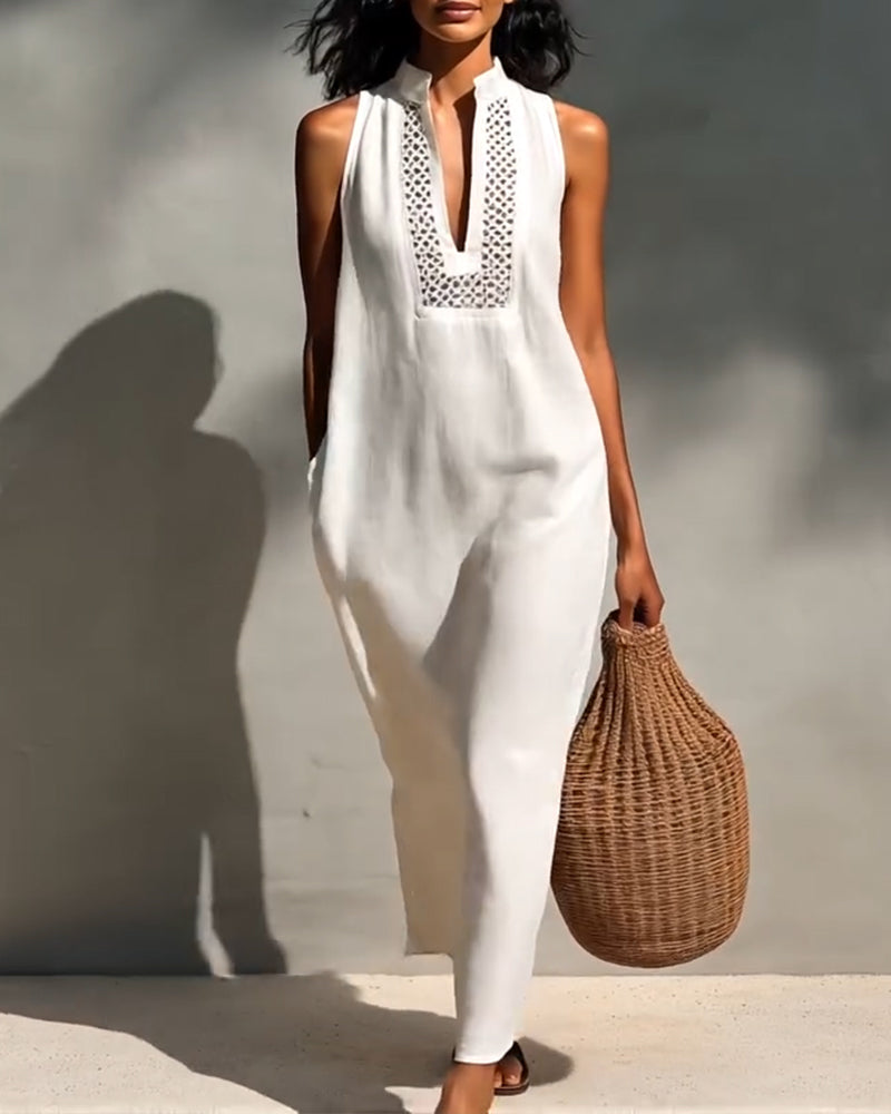 Jurk Mouwloos V-hals Lang