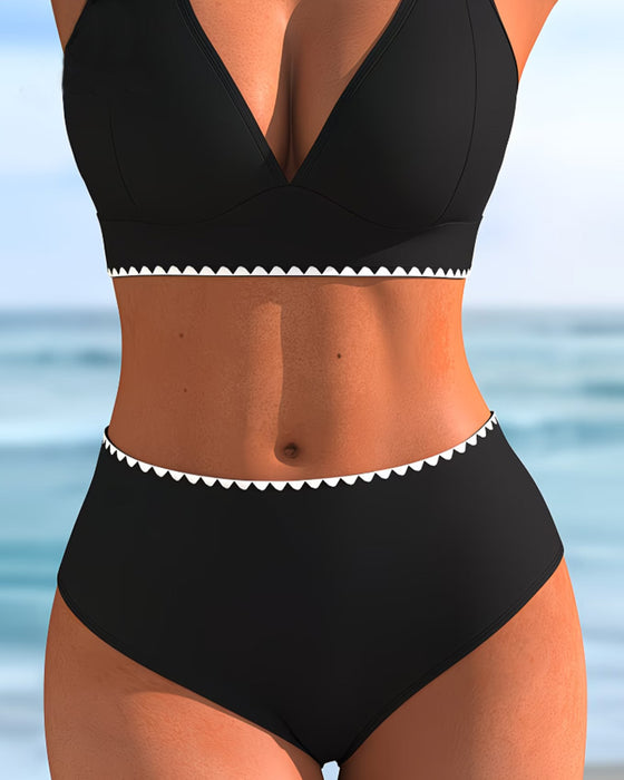 Bikini Twee-Schouderband Contrastbies