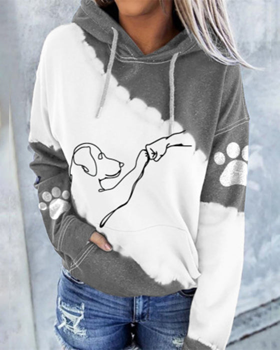 Hoodie met lange mouwen en hondenprint