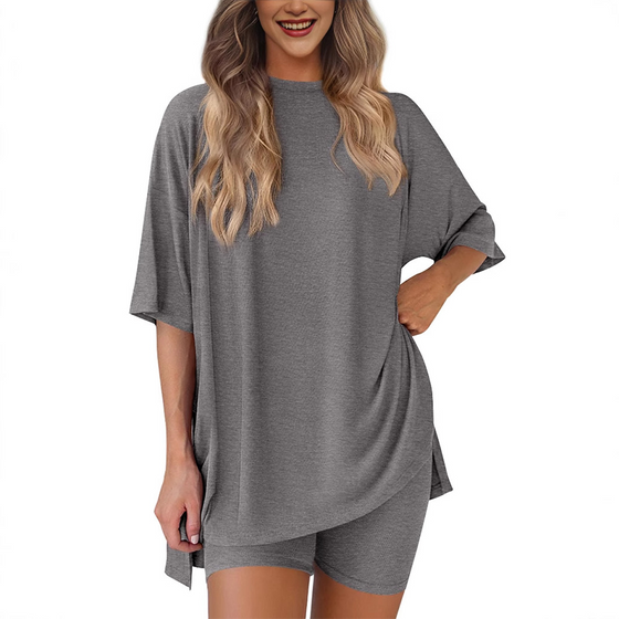 Casual Set Met Effen Kleur En Losse Pasvorm