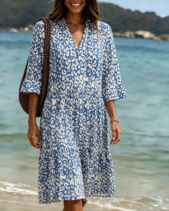 Jurk Ruffle V-Hals Luipaard