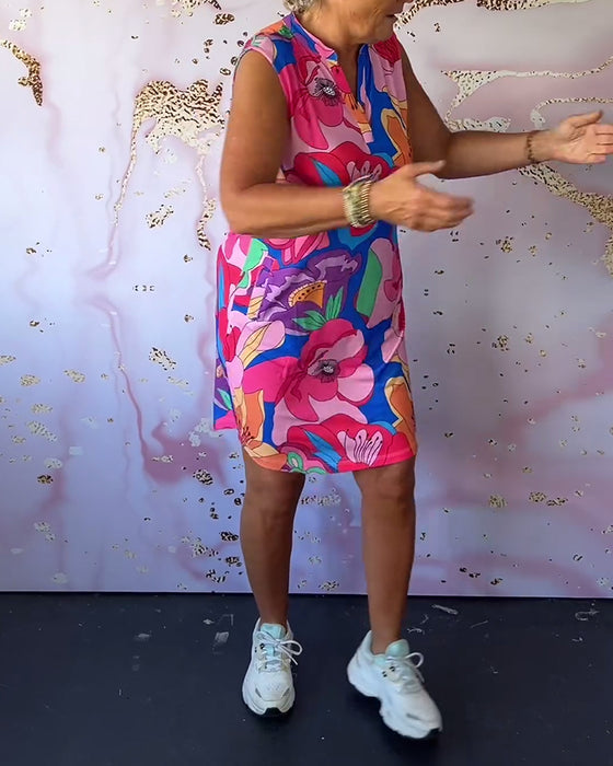 Mouwloze jurk met bloemenprint