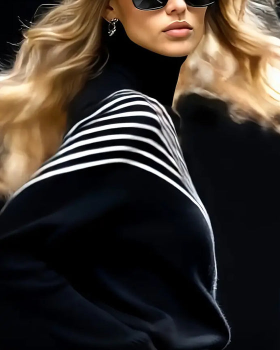 Trui Turtleneck Gestreept Drop Shoulder