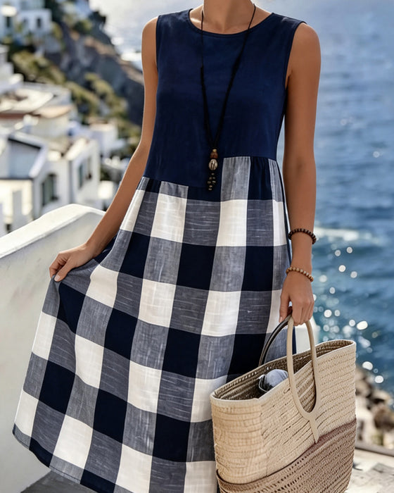 Tankjurk Ruitpatroon Patchwork Mouwloos