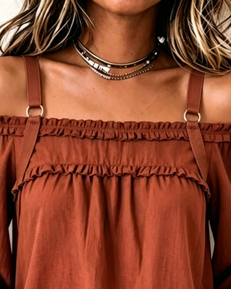 Blouses Off-Shoulder Spaghettibandje Puff Mouw
