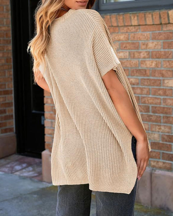 Pullover Effen Ronde Hals Vleermuismouw