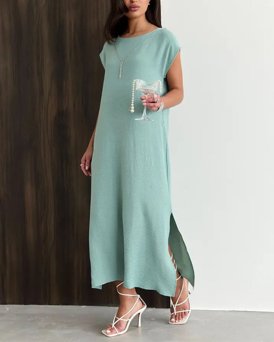 Jurk Midi Lengte Split Los