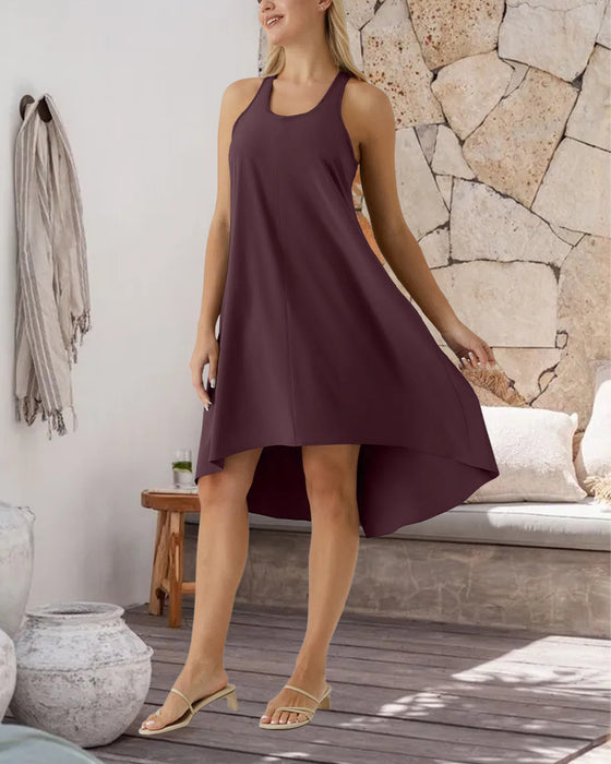 Jurk Ingebouwde Bh Onregelmatig Mouwloos Vest