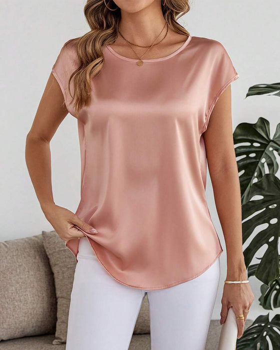 Blouse Kantsteken Effen Kleur Hol