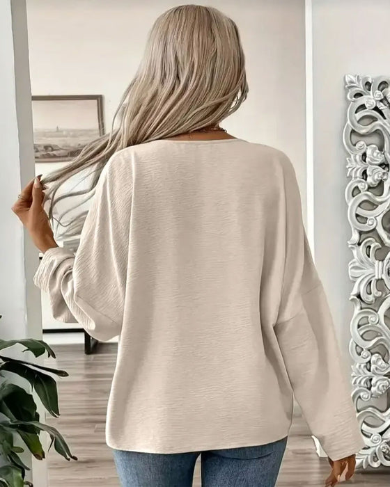 Blouse Effen Casual Lange Mouw