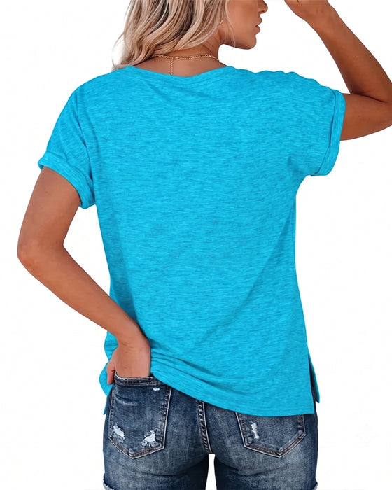 T-Shirt V-Hals Korte Mouw Los Casual