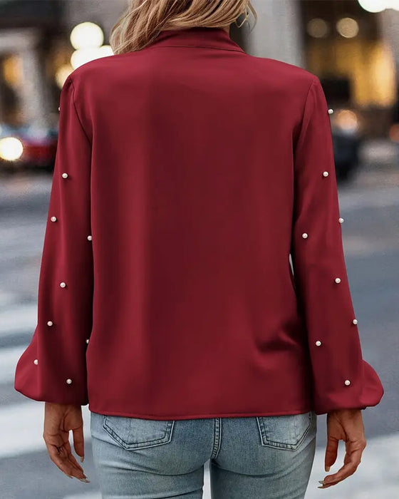 Blouse Met Linten, Parels En Temperamentele Stijl