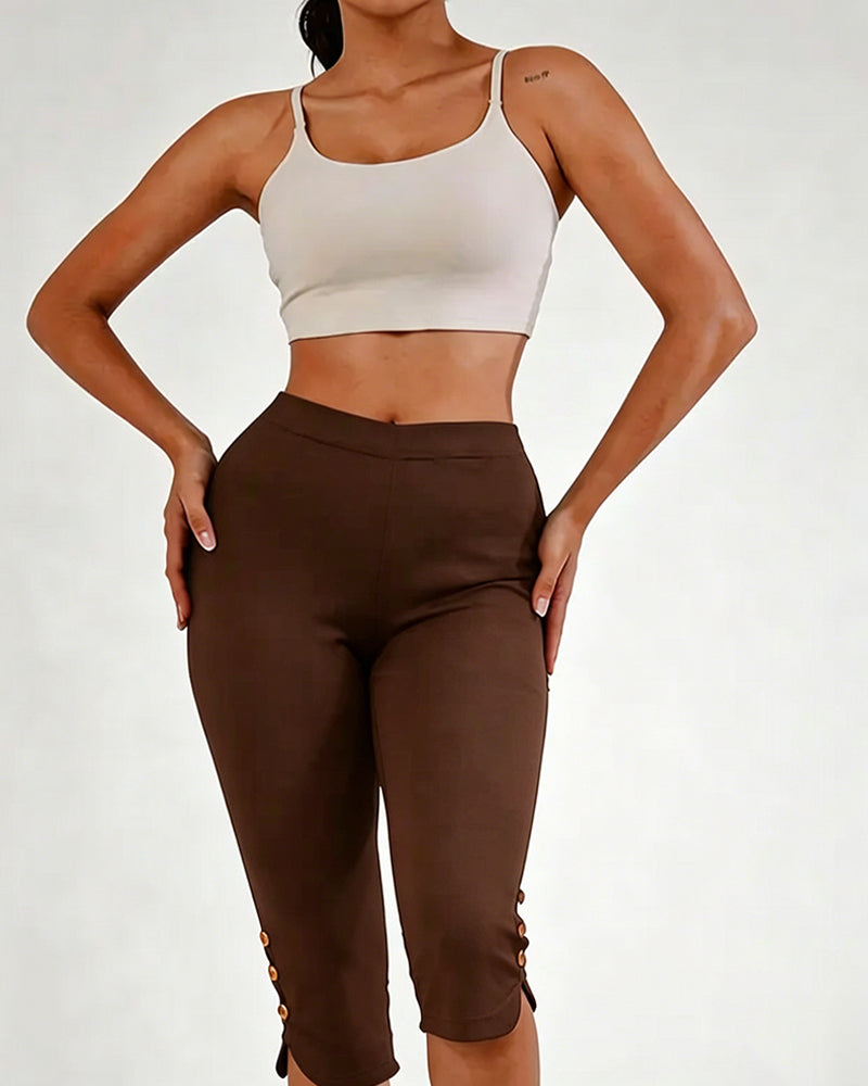 Leggings Effen Slim-Fit Ingekort