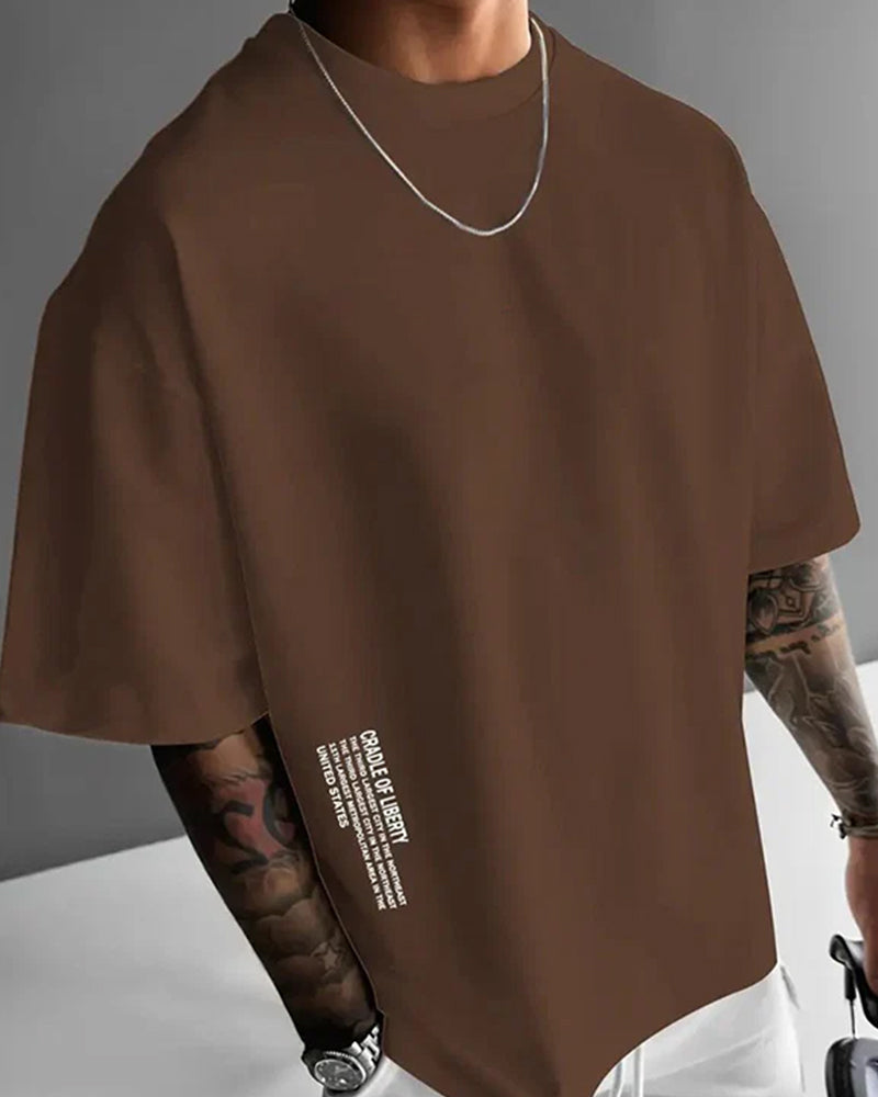 Heren T-Shirt Loose Fit Drop Schouder Casual