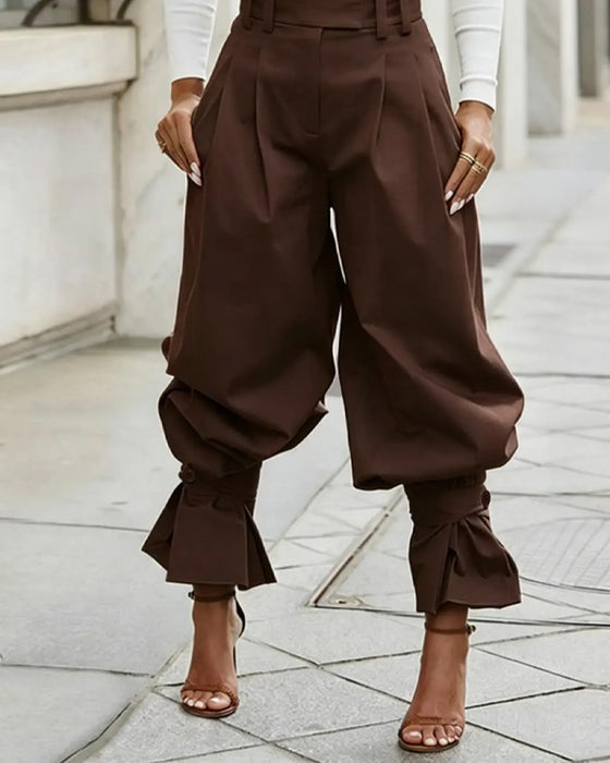 Broek Design Manchet Geplooid Casual