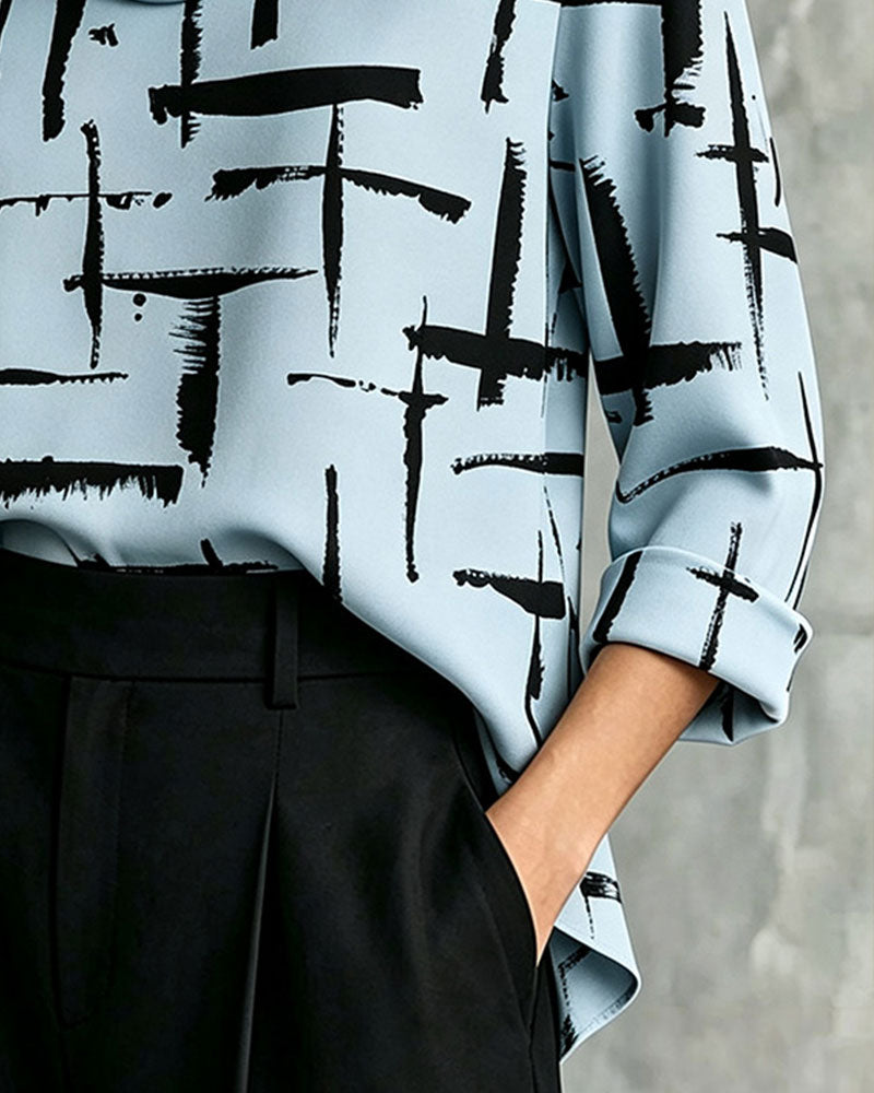 Blouse Mock Cowl Hals Kruis Patroon