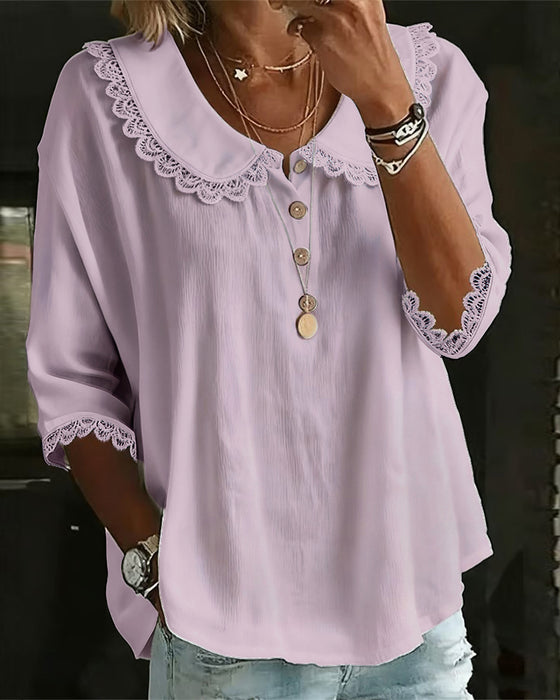 Blouse Kant Ingezet Peter Pan Kraag