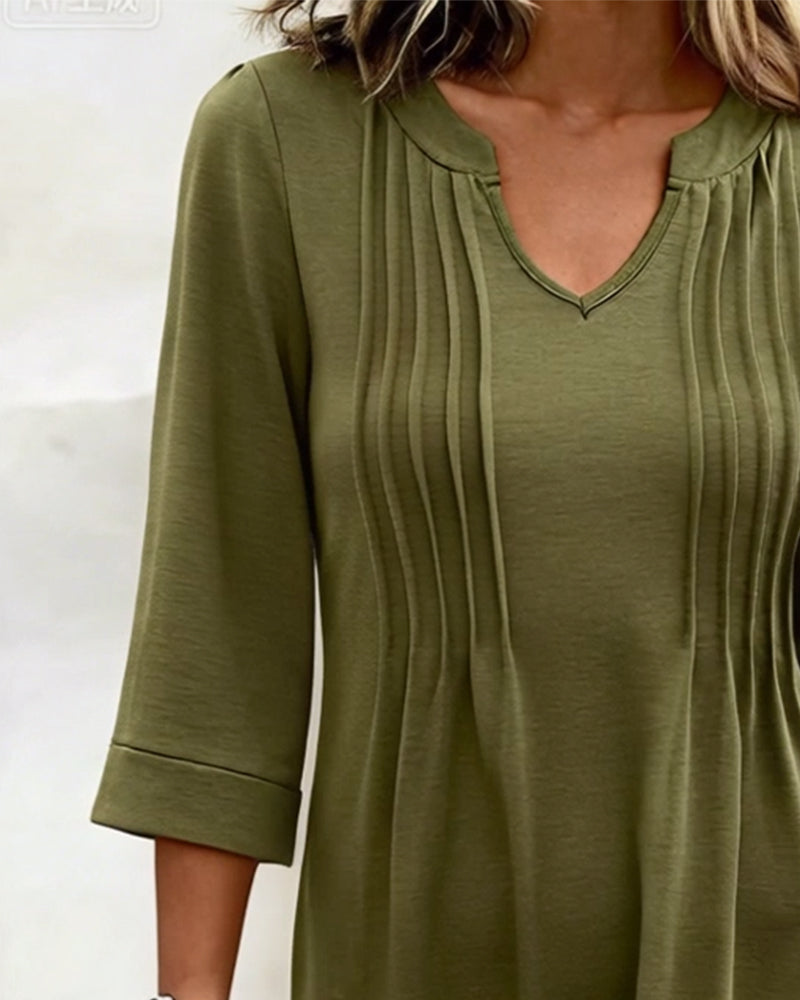 Jurk Halve Mouw Geplooid A-Zoom V-hals