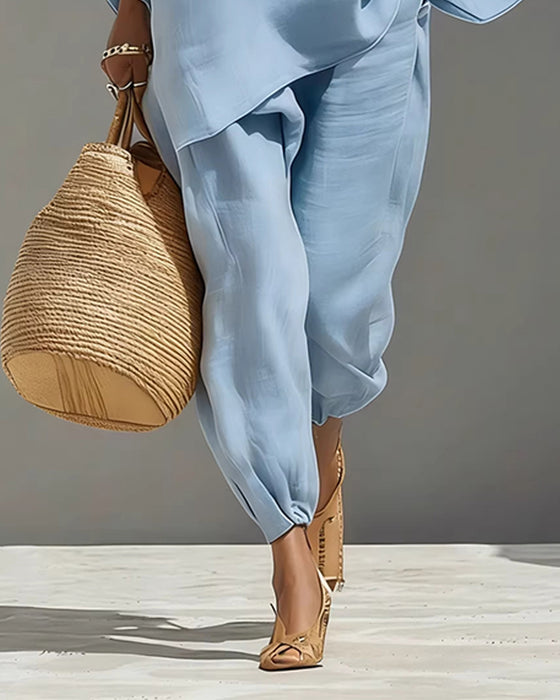 Set V-Hals Ontspannen Mouw Casual